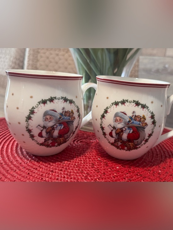 Villeroy & Boch Other - Villeroy & Boch White Ceramic Holiday Mug with Red Trim